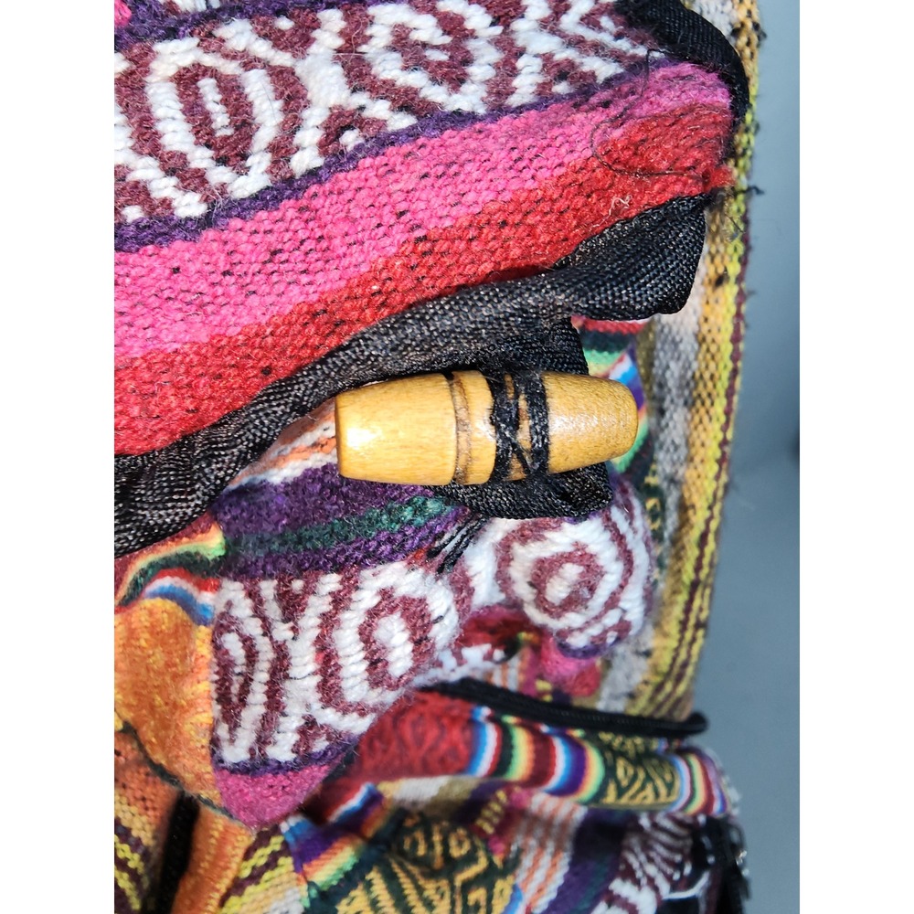 Nepal Woven Cotton‎ Sling Backpack Unisex OS Multi-Color Boho Striped Bag - Picture 7 of 13